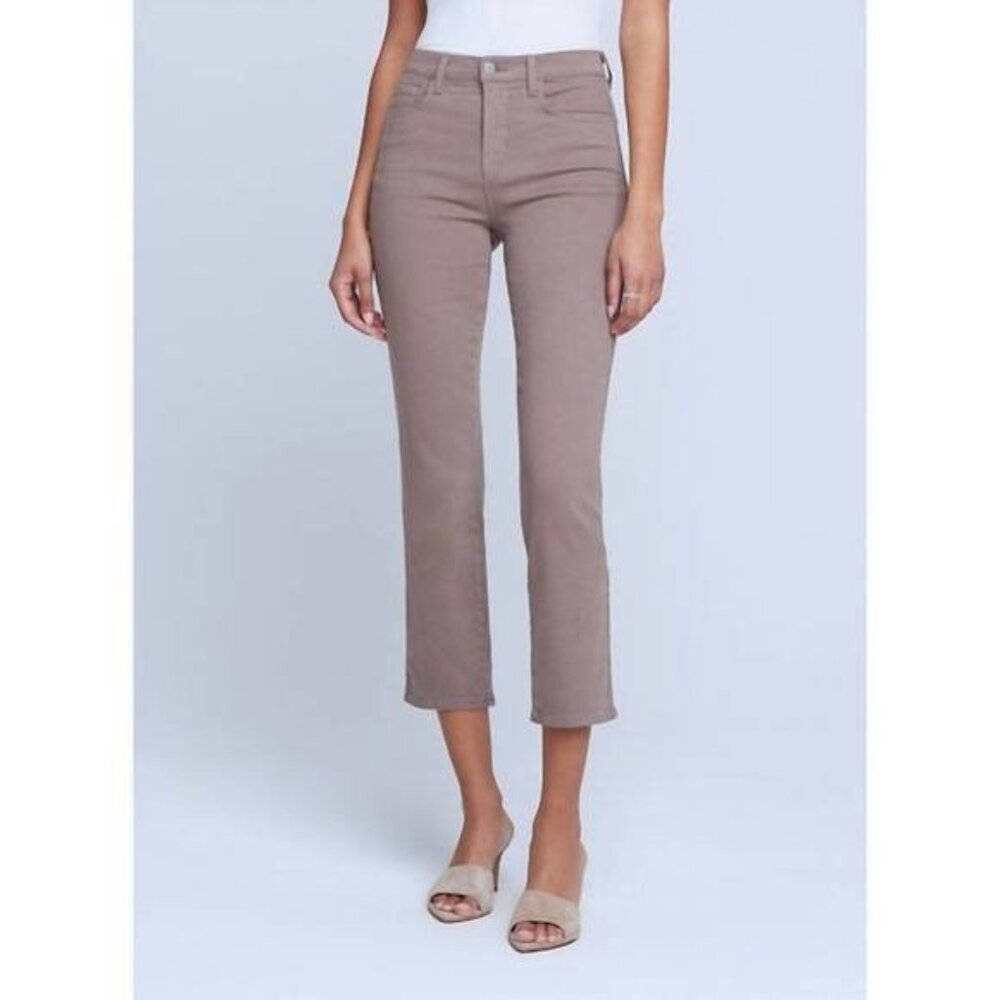 L’AGENCE Alexia High Rise Cropped Slim Cigarette Jeans Taupe 32